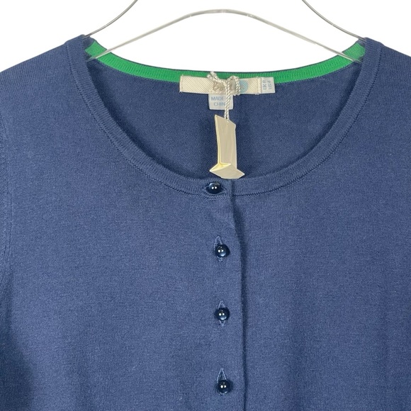 Boden Cardigan Short Sleeves Navy Silk Blend Size 4 NWOT - Picture 2 of 8
